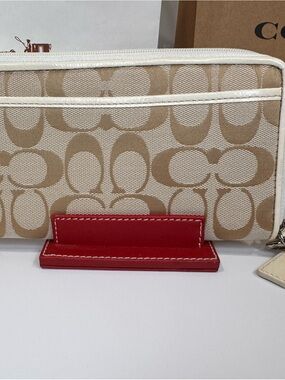 Coach Signature Canvas in Khaki with White Trim and hang tag